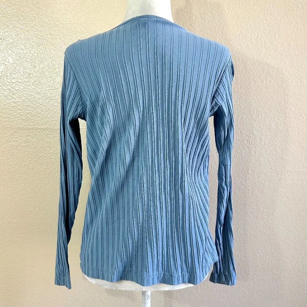 Adriane Dilafield Vtg Y2K Blue Beaded Bow Long-sleeved Top